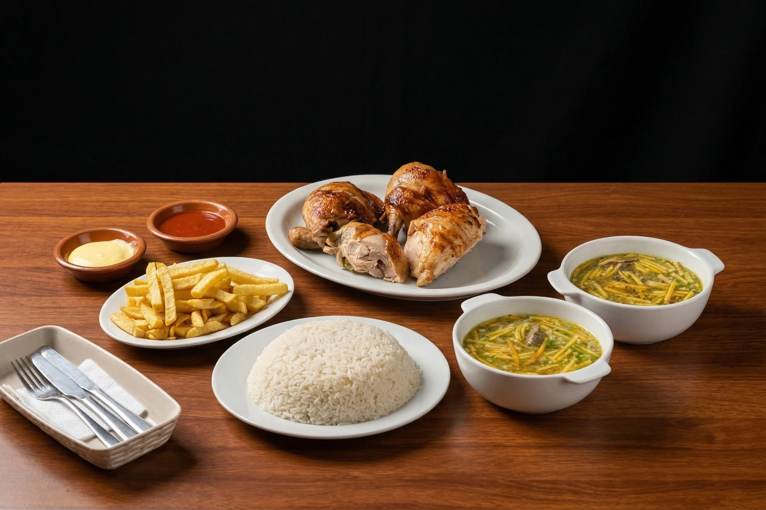 ¼ DE POLLO (ASADO O BROSTER) MENESTRA O ENSALADA